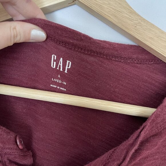 Gap lived- in red men's large t-shirt summer top burgundy cotton lightweight - Picture 3 of 7